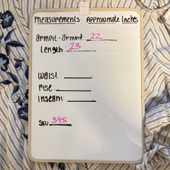 Lovestitch Size Large Boho Chic Embroidered Striped V-Neck Top Costal Chic Blue - Picture 15 of 15